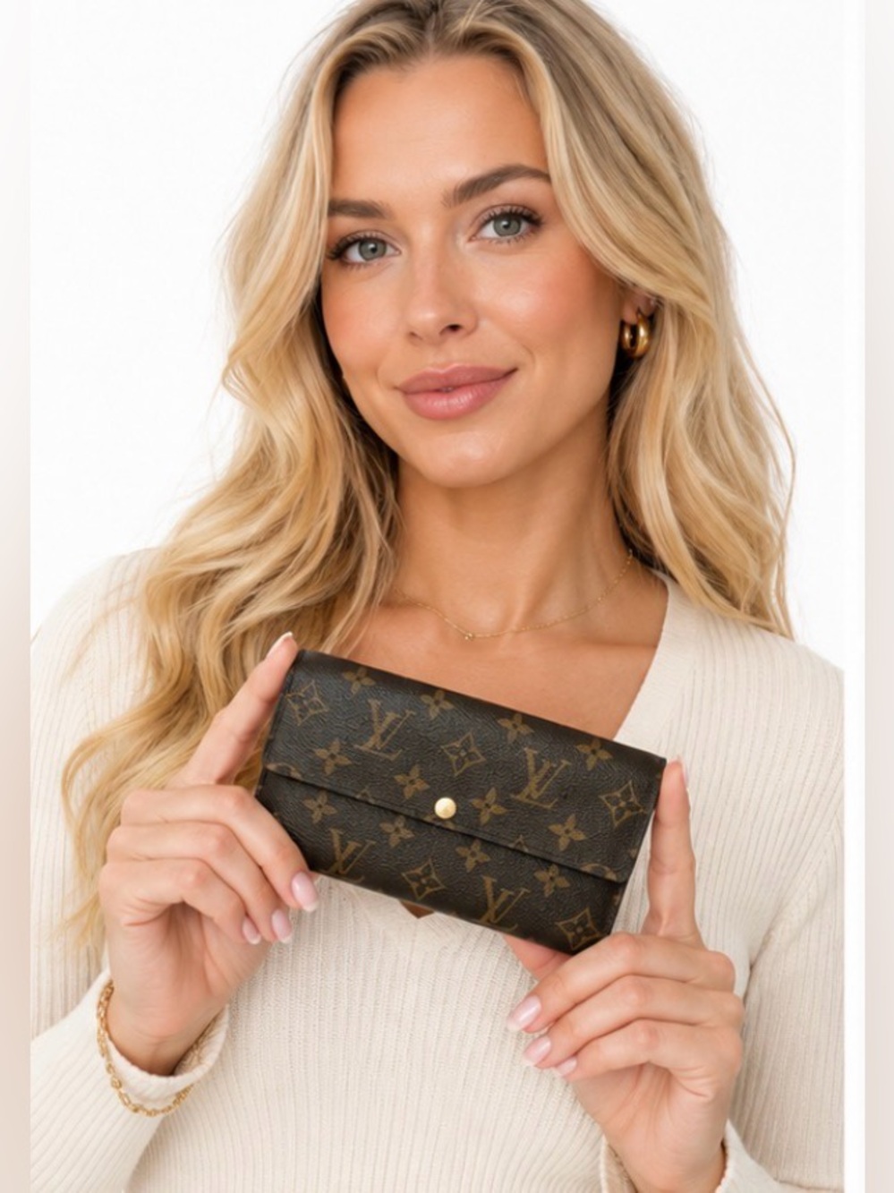 Louis Vuitton Vintage Monogram Long Wallet Bifold Wallet Made in Spain Authentic